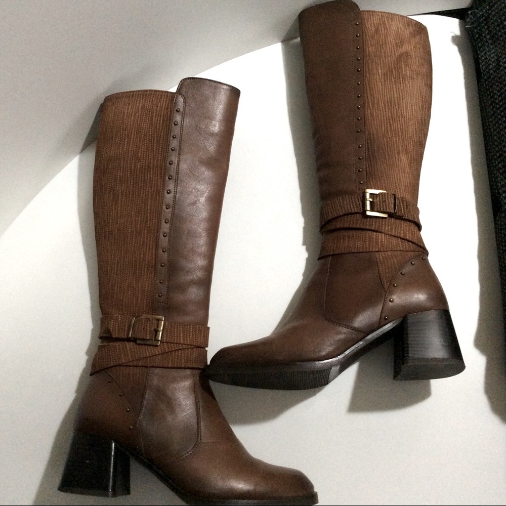 JBloom tall smooth and textured leather boots